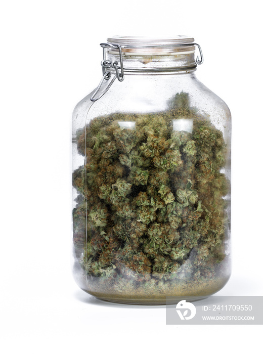 glass jar full of cannabis