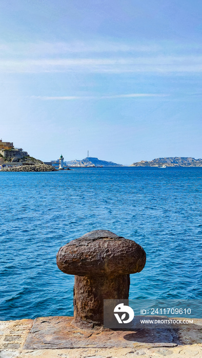 view from afar on the méditerranéen sea in the city of Marseille