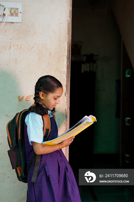 Indian school girl wearing school uniform