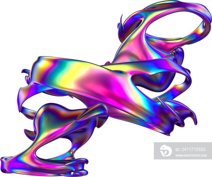 Abstract 3d Iridescence Twisted Fractal Shape