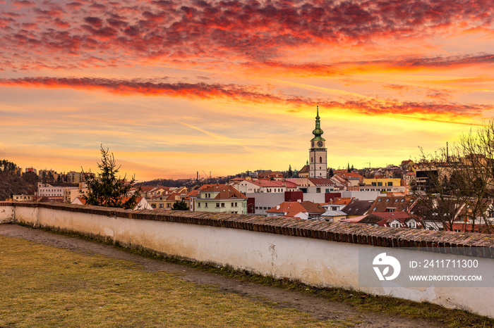 City Trebic with St. Martin church, a UNESCO site in Moravia, Czechia.