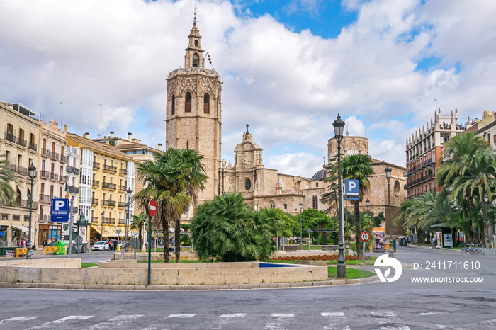 Plaza de la Reina and the Cathedral of Valencia with its Bell Tower Micalet