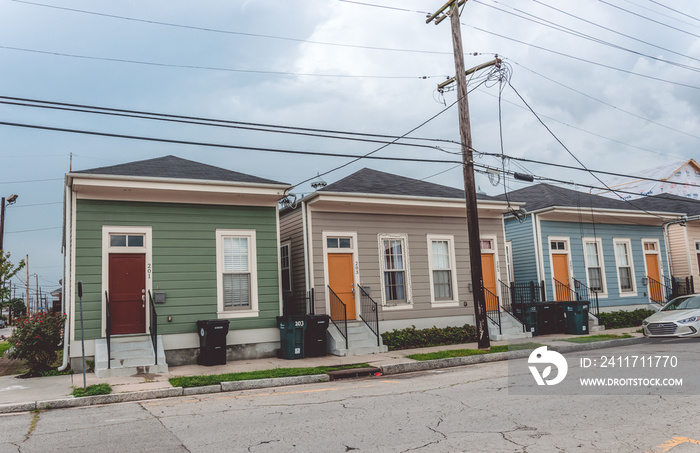 Residential old houses in the poor quarter of New Orleans, Louisiana, USA