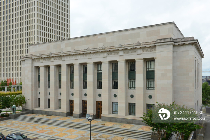 Tennessee Supreme Court Building next to the State Capitol was built in 1937 in Nashville, Tennessee, USA.