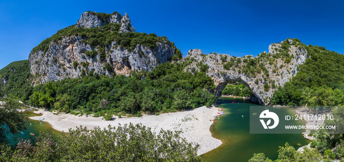 Ardeche kayak from above in southeast France