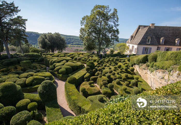 Topiary in the gardens of the Jardins de Marqueyssac in the Dordogne region of France