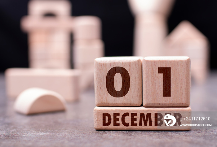 December 1 written with wooden blocks