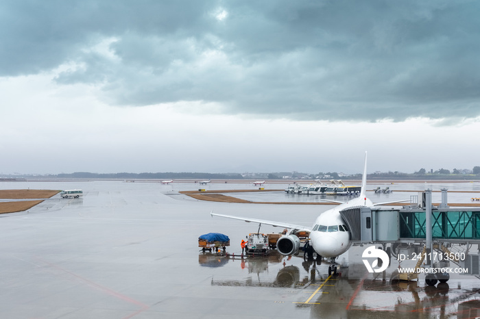 rainy view of the airport