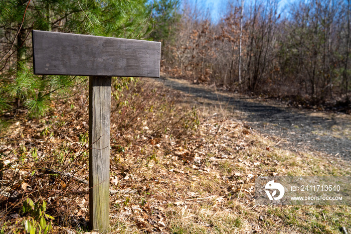 Blank Sign with room for your copy next to a path.