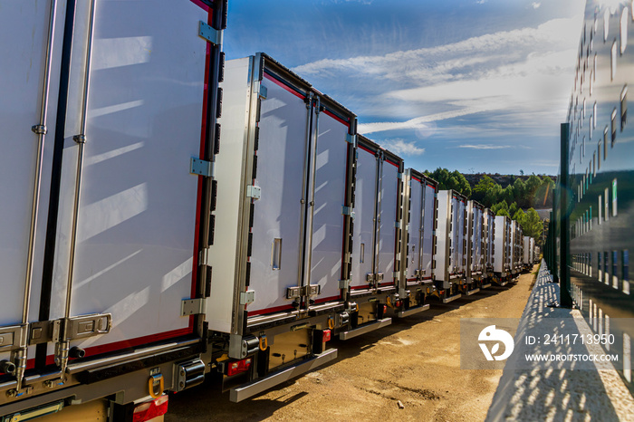 Truck trailer parking, transportation industry.