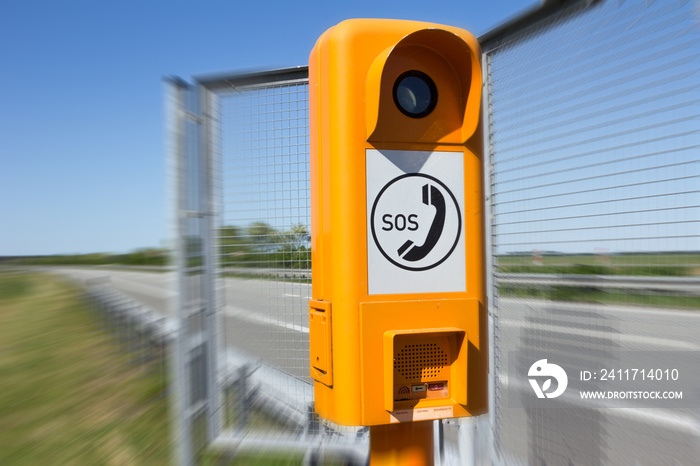 Roadside emergency telephone at a german motorway