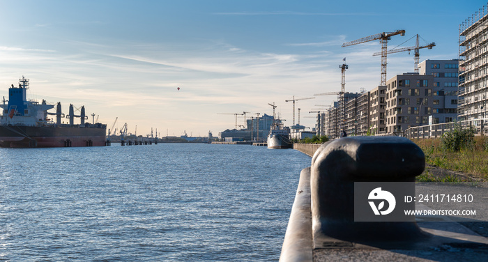 New buildings on a construction site in the district  Hafencity  of Hamburg, Germany.