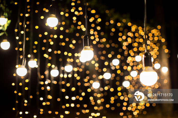 Lights and lanterns in the night. Bokeh