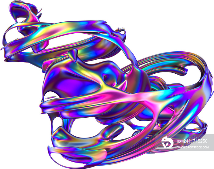 Abstract 3d Iridescence Twisted Fractal Shape