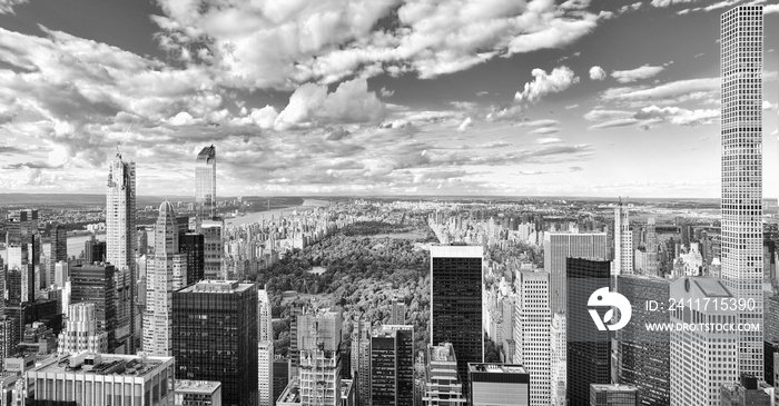 View of Central Park in Manhattan from the skyscraper’s observation deck. New York.