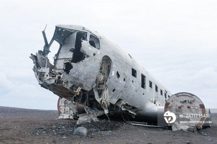 Solheimasandur plane wreck view. South Iceland landmark