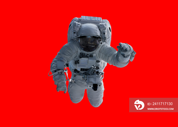 Astronaut isolated on red background 3D rendering elements of this image furnished by NASA