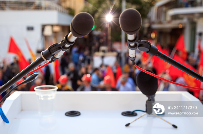 Political protest - microphone close up