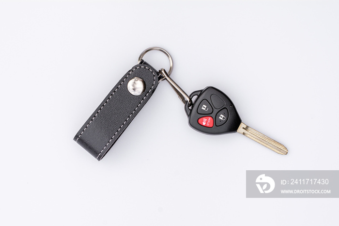 car key with remote control isolated on white background.