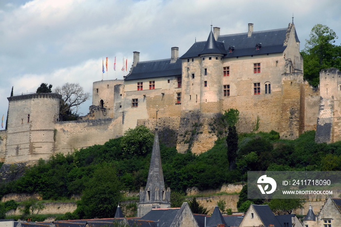 La Forteresse royale de Chinon (Xe-XIIe siècles), elle domine la ville et la Vienne affluent de la Loire,  Château de la Loire, département d’Indre-et-Loire, France