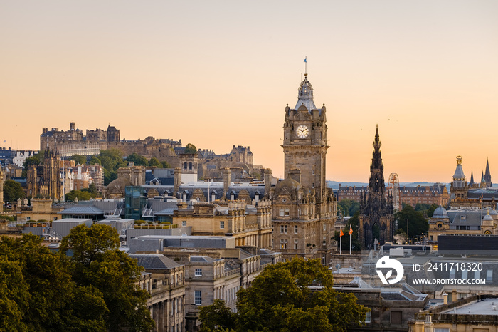 Edinburgh skyline at sunset