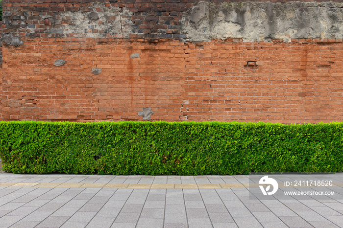 street wall background ,Industrial background, empty grunge urban street with warehouse brick wall