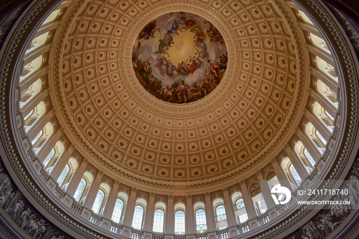 Rotunda Dome inside the United States Capitol Building in Washington, D.C.