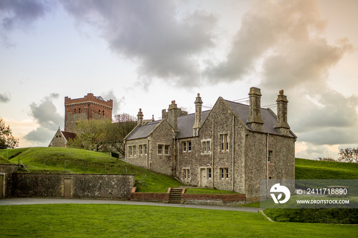 Dover Castle and St Mary in Castro church in the grounds of Dover Castle in England