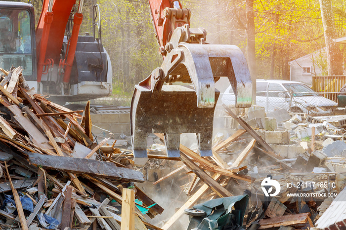 Demolition of an old house. for new construction project.