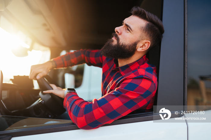 Truck driver preparing for the next destination