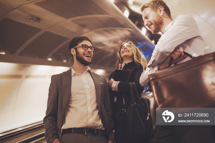 Business people waiting for subway transportation