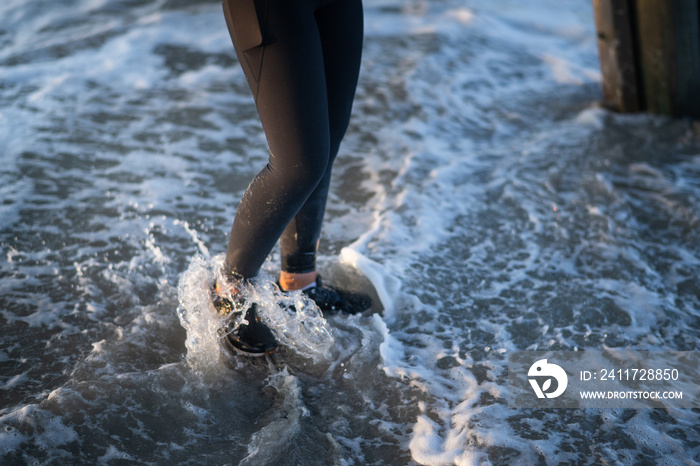 Marine veteran trains every morning on the beach to stay in shape just like when she was on active duty.