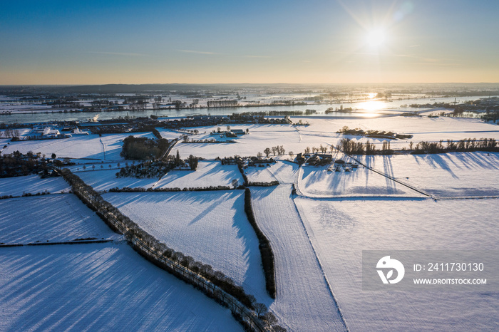 Arial photo of white winter landscape