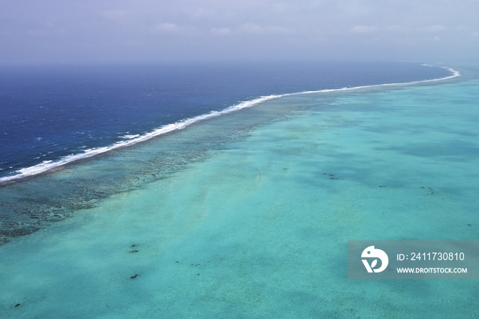 Belize Barrier Reef, Aerial view, Caribbean Sea.