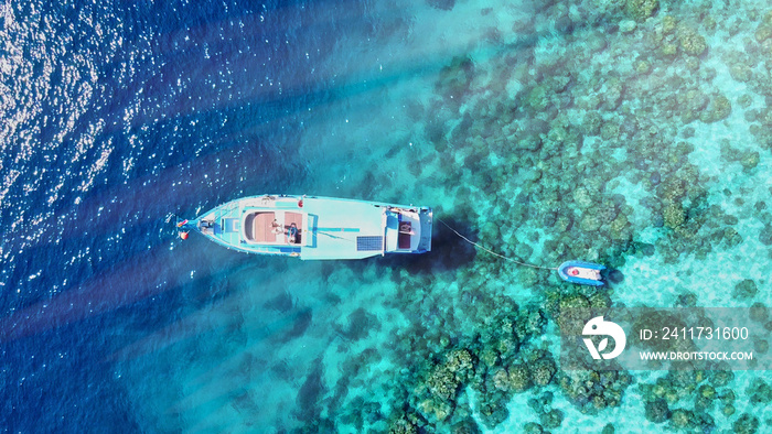 Amazing aerial view of Surin Islands from drone on a sunny day, Thailand. Surin National Park