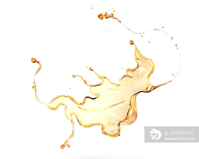 Olive or engine oil splash isolated on white background