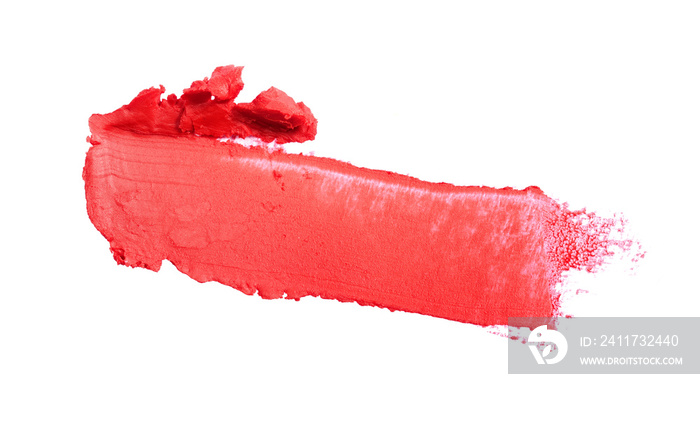 Red lipstick stroke for makeup as sample of cosmetic product