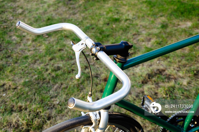 close up bar bull horn of fixed gear bike, old vintage bicycle