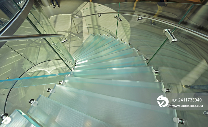 Modern glass stair outline walking man in Shanghai, China