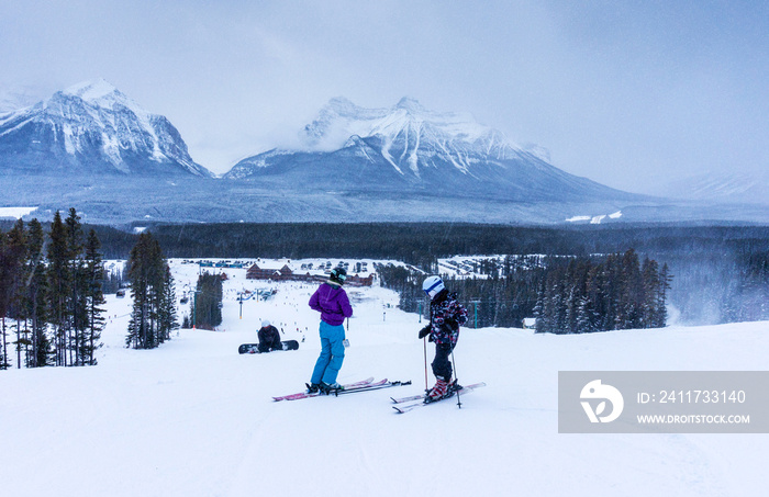 Downhill Alpine Skiing at Lake Louise in Banff National Park