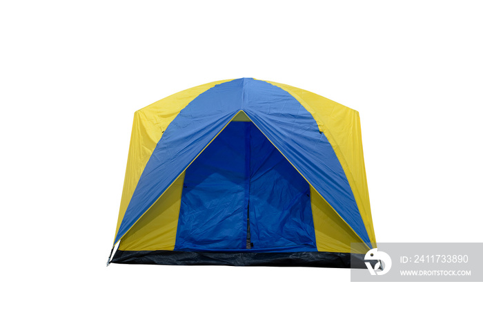 Close big size tourist tent for camping on travel outdoor for middle or long weekend, isolated