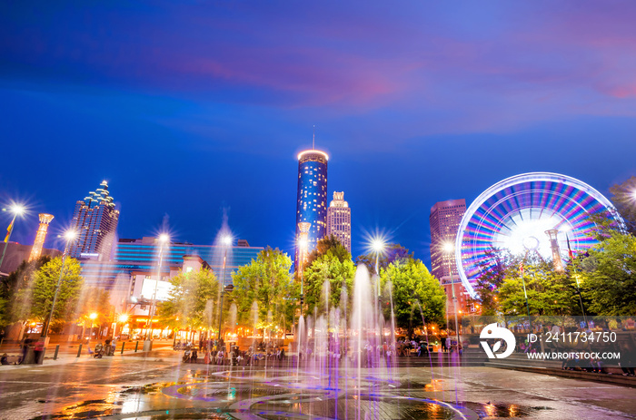 Park in Atlanta during blue hour after sunset