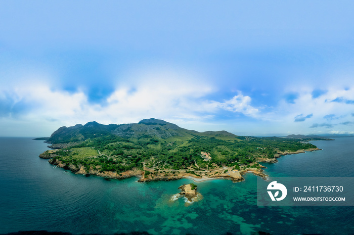 4K Aerial view Amazing Places of Mallorca - Full Hd -Drone Sky CLouds BLue Sky Transparent Water in MAllorca- Alcudia Port - Albufera Site