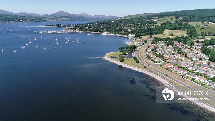 Aerial image over the river Clyde towards Helensburgh Sailing Club