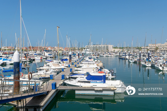 boats in Puerto deportivo Sherry located in the town of El Puerto de Santa María, in the Bay of Cadiz. Andalusia. Spain. Europe.