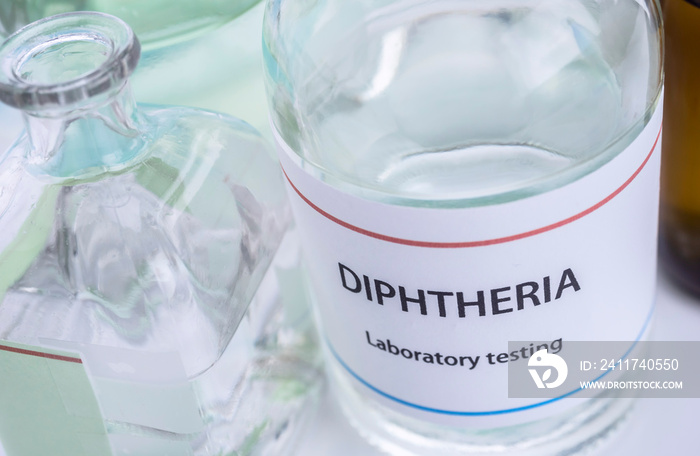 Test diphtheria in laboratory, conceptual image, composition horizontal