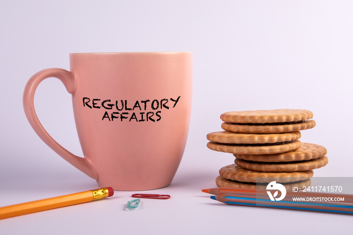 Regulatory Affairs. Coffee mug with text on a white background