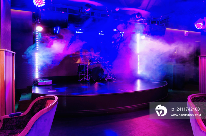 Club interior with stage and disco