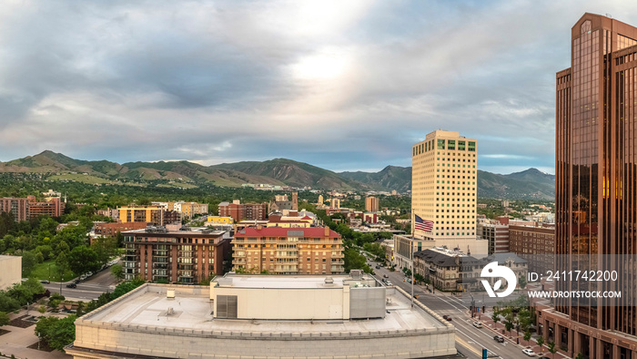 Panorama frame Scenic panorama of downtown Salt Lake City