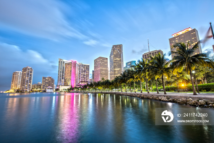 Downtown Miami from Bayside Marketplace at Dusk